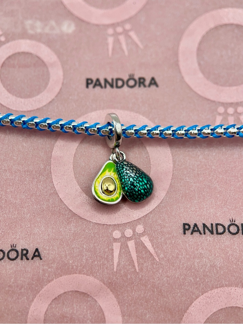 Pandora Two Tone Avocado Split Dangle Silver Charm 799149C01 - Picture 5 of 6